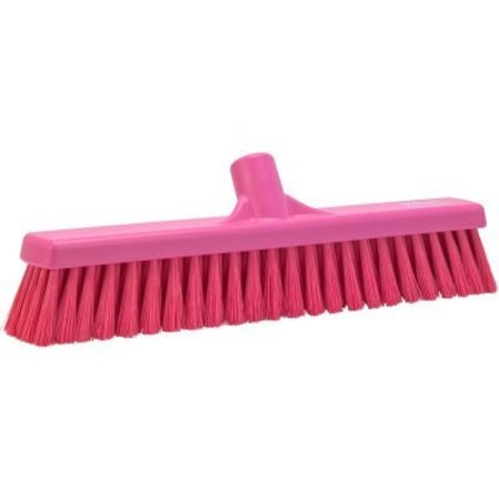 REMCO Vikan 16in Small Particle Push Broom- Soft, Pink 31791